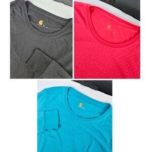 Lot 3 Carhartt Force Women Small Long Sleeve Performance Shirt Moisture Wicking